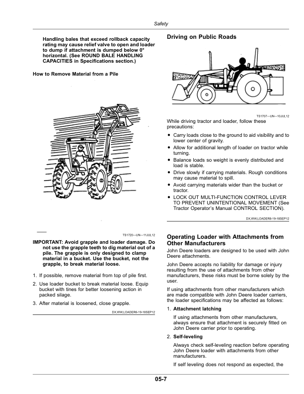 John Deere 700M Loader Operator’s Manual (OMPXX12687) Workshop Guide