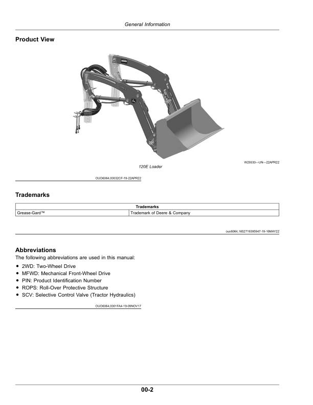 John Deere 120E Loader (North American) Operator’s Manual (OMPXX14114) Workshop Guide