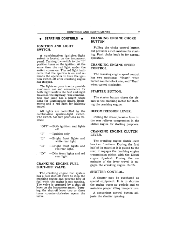 John Deere 820 Utility Tractor, Diesel, Gas Cranking Engine Operator’s Manual (OMR2058) Workshop Guide