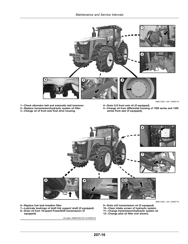 John Deere 8250R, 8270R, 8295R, 8320R, 8345R, 8370R, 8400R Tractors (From Serial Number 100000-) Operator’s Manual (OMR569227) Workshop Guide