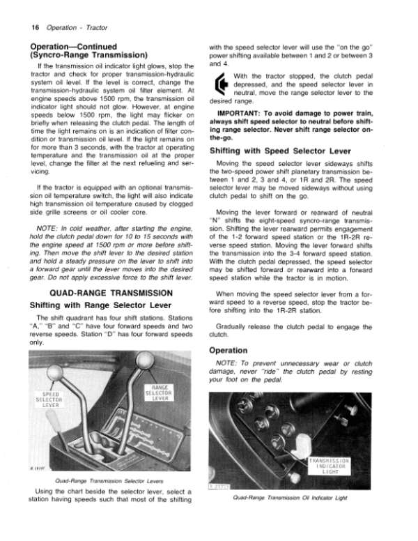 John Deere 4630 Tractor Operator’s Manual (OMR65495) Workshop Guide