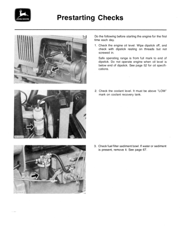 John Deere 850(-009000), 950(-012000) Tractors Operator’s Manual (OMR68993) Workshop Guide