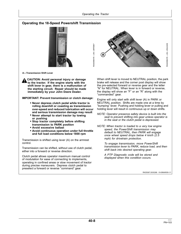 John Deere 9430T, 9530T, 9630T Tractors (912000-) (European Edition) Operator’s Manual (OMRE312225) Workshop Guide