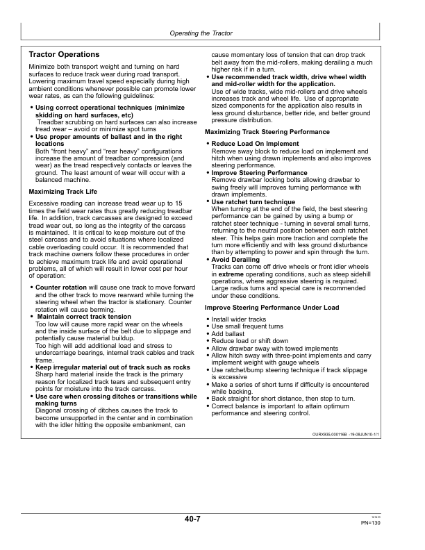 John Deere 8310RT, 8335RT & 8360RT Tractors Export Edition (905301-907100) Operator’s Manual (OMRE317105) Workshop Guide