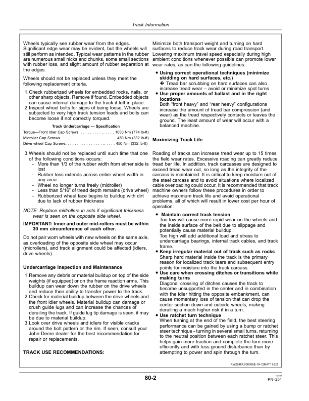 John Deere 9460RT, 9510RT, & 9560RT Tractors North America Operator’s Manual (OMRE560319) Workshop Guide