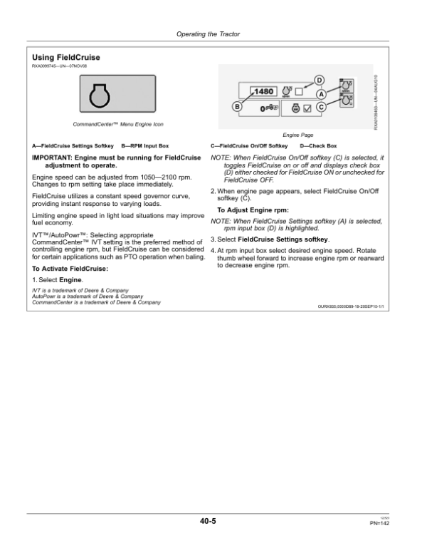John Deere 8310RT 8335RT & 8360RT Tractors Export Edition (907101- ) Operator’s Manual (OMRE560331) Workshop Guide