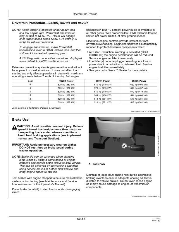 John Deere 9470R, 9520R, 9570R, 9620R Scraper Tractors Operator’s Manuals (OMRE569066) Workshop Guide