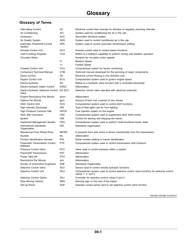 John Deere 9470RT, 9520RT & 9570RT Tractors Operator’s Manual (OMRE589705) Workshop Guide