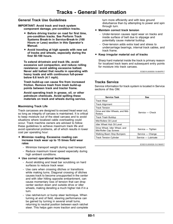 John Deere 9470RT, 9520RT & 9570RT Tractors Operator’s Manual (OMRE592446) Workshop Guide