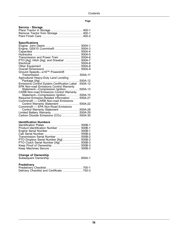 John Deere 9370R, 9420R, 9470R, 9520R, 9570R & 9620R Tractors Operator’s Manual (OMRE592495) Workshop Guide