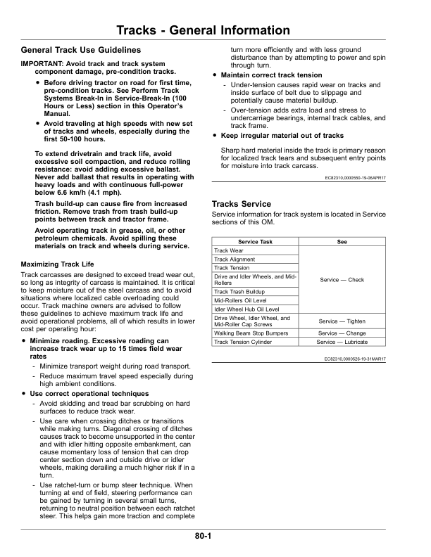 John Deere 9470RT, 9520RT & 9570RT (9RT) Tractors Operator’s Manual (OMRE595605) Workshop Guide