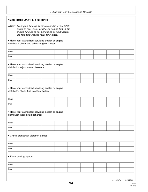 John Deere 6619 OEM Engines – 6619A Operator’s Manual (OMRG16877) Workshop Guide