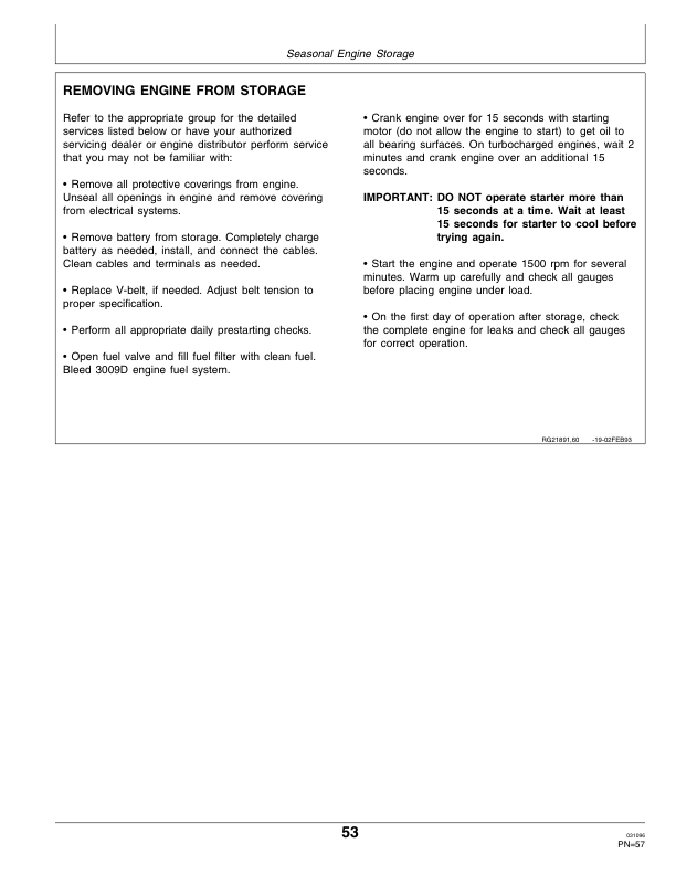 John Deere Series 220 3009, 3011, 3014 & 4019 OEM Diesel Engines Operator’s Manual (OMRG21891) Workshop Guide