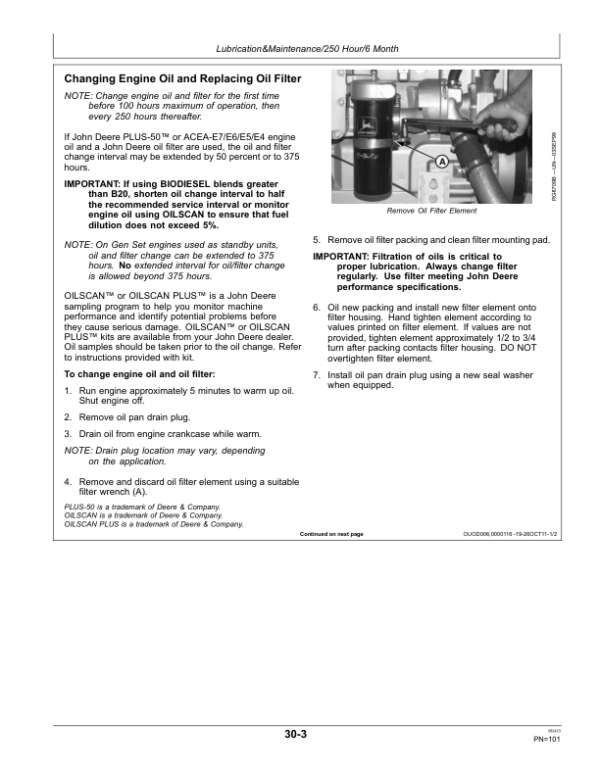 John Deere PowerTech 6125AFM75, 6125SFM75 Marine Engines Operator’s Manual (OMRG35863) Workshop Guide