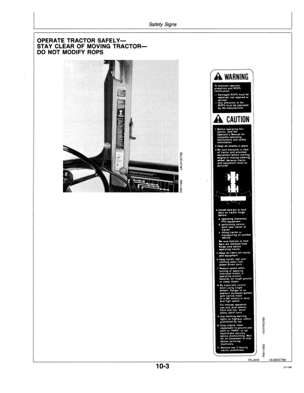John Deere 8560, 8760, 8960 Tractors Operator’s Manual (OMRW25626) Workshop Guide