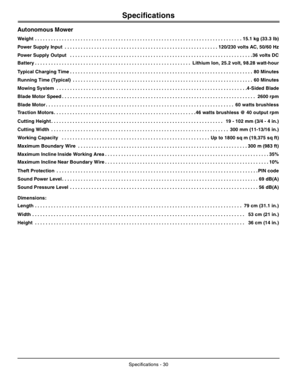 John Deere Tango E5 Autonomous Mowers (Sabo) Software Version 3.0.1 Operator’s Manual (OMSAU13401) Workshop Guide