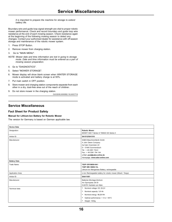 John Deere MOWiT 500F Series II Robotic Mowers Operator’s Manual (OMSAU15218) Workshop Guide