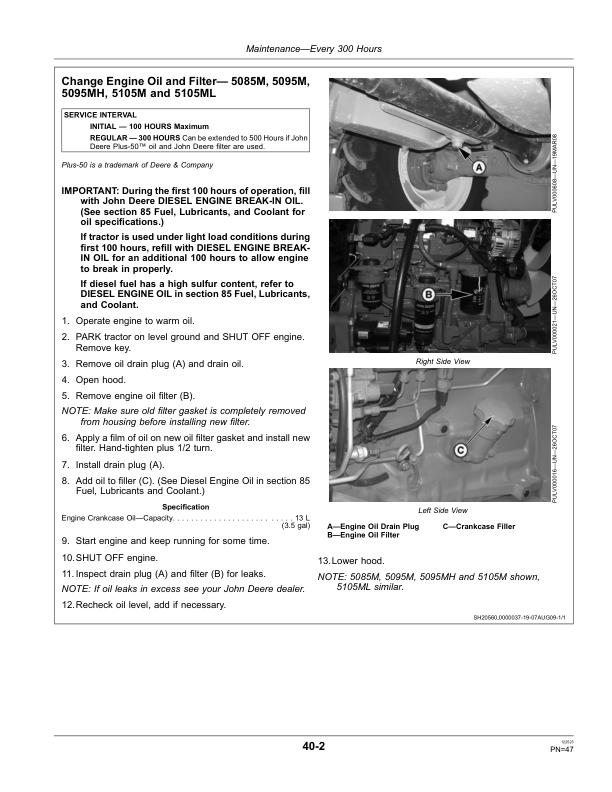 John Deere Maintenance Manual 5065M & 5075M (IT4) , 5085M, 5095M, 5095MH, 5105M & 5105ML (Tier 3) Tractors MY2010 Operator’s Manual (OMSJ10033) Workshop Guide