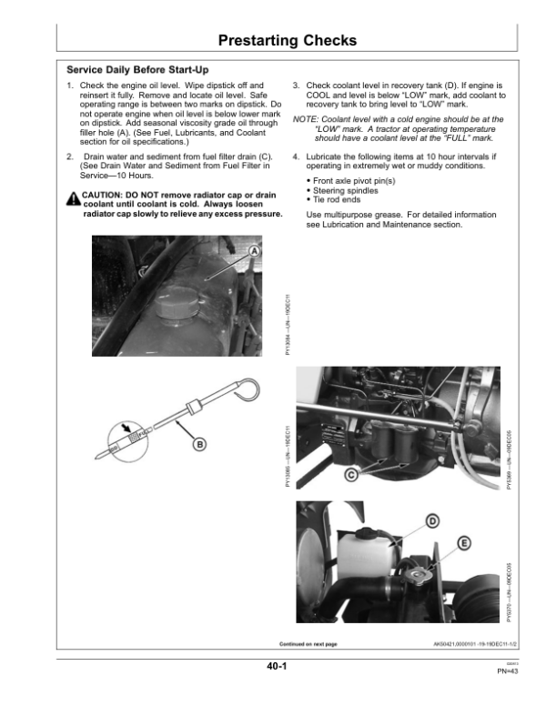 John Deere 5038D, 5045D Tractors (Central Africa Dec 2011) Operator’s Manual (OMSJ15164) Workshop Guide