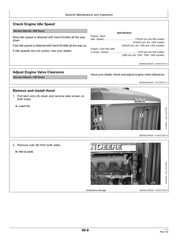 John Deere 904, 1054, 1204, 1354 Tractors Operator’s Manual (OMSJ16423) Workshop Guide