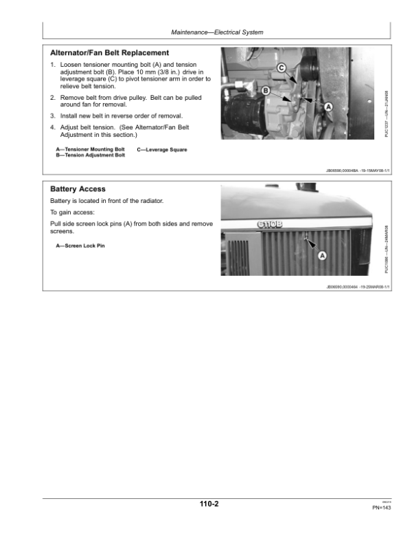 John Deere 6100B, 6110B Tractors Operator’s Manual (OMSJ16425) Workshop Guide