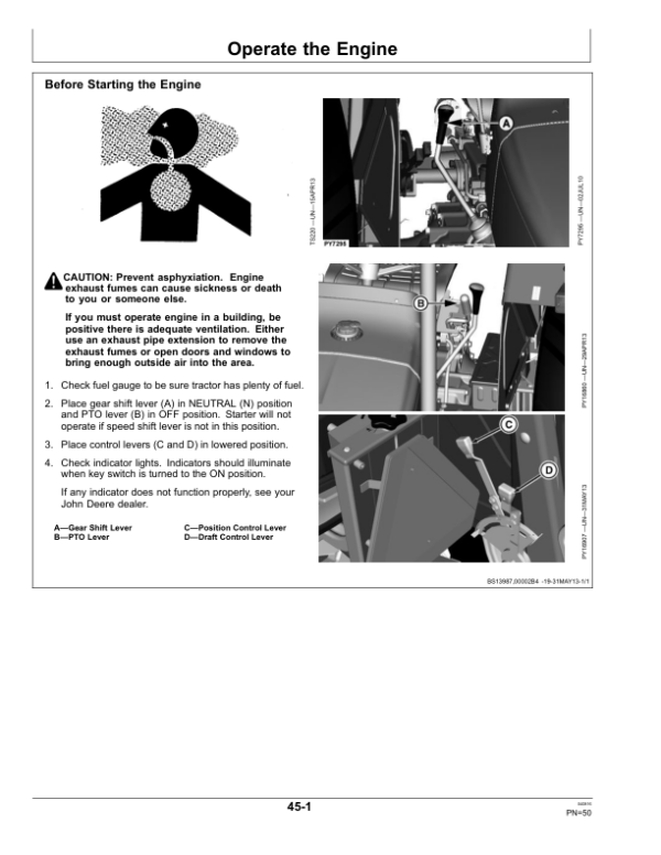 John Deere 5036C, 5042C Tractors Operator’s Manual (OMSJ19681) Workshop Guide