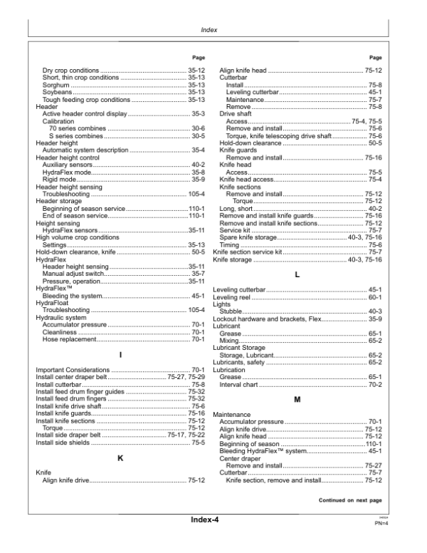 John Deere 730FD, 735FD, 740FD, 745FD Flexible Draper Platforms Operator’s Manual (OMSKD700FDT) Workshop Guide