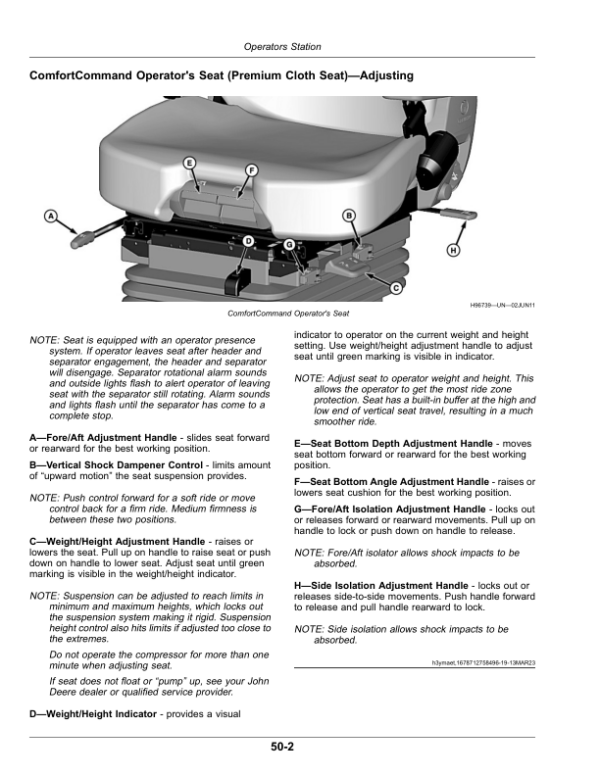 John Deere S550 Combines (150100-) Operator’s Manual (OMSKDS500MY24) Workshop Guide