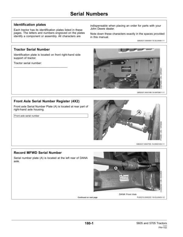 John Deere 5605 (SN:080729-), 5705 (SN:080942-) Tractor Operator’s Manual (OMSU302498) Workshop Guide