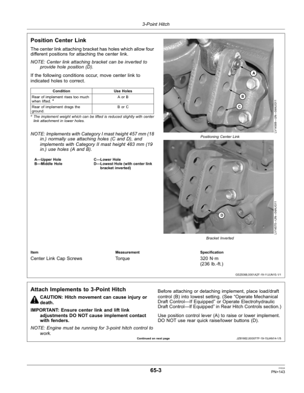 John Deere 5085M, 5100M, 5100MH, 5100ML, 5115M & 5115ML Tractors (IT4 Engines) (Mfg in USA) Operator’s Manual (OMSU35588) Workshop Guide