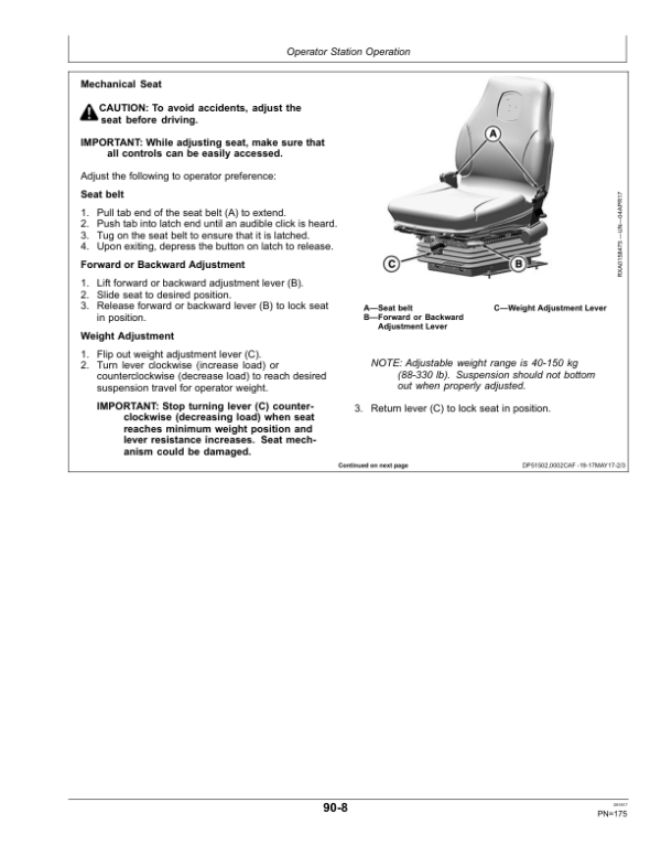 John Deere 5075M, 5090M, 5100M, 5100MH & 5115M (FT4) Tractors Operator’s Manual (OMSU49165) Workshop Guide