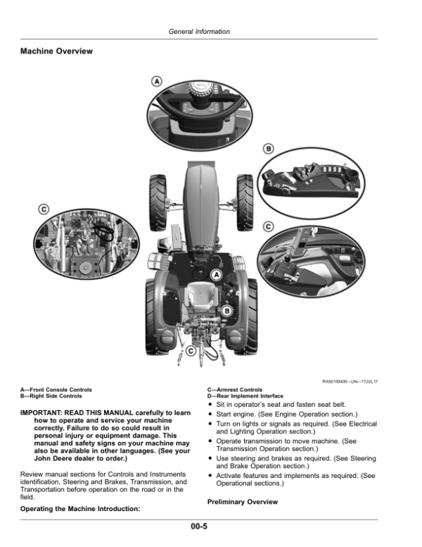 John Deere 5090R, 5100R, 5115R & 5125R (FT4) Tractors Operator’s Manual (OMSU53451) Workshop Guide
