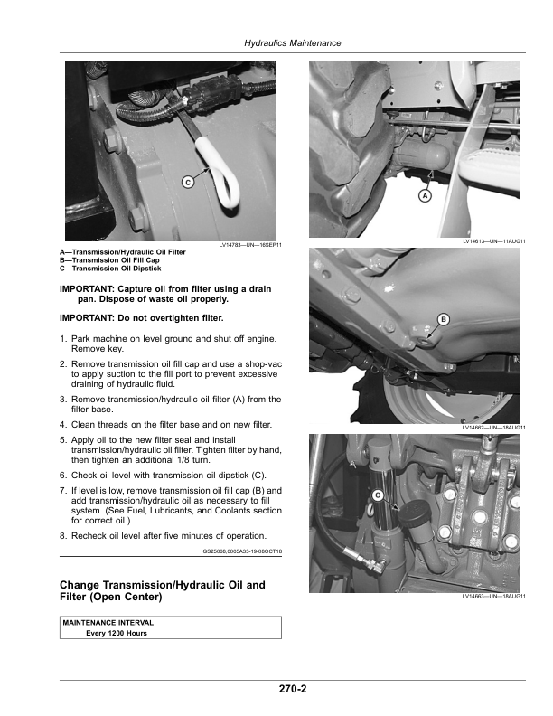 John Deere 5100ML, 5115ML, 5125ML (FT4) Tractors (April 2018-) Operator’s Manual (OMSU55509) Workshop Guide