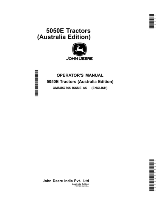 John Deere 5050E Tractors (Australia Edition) Operator’s Manual (OMSU57365) Workshop Guide