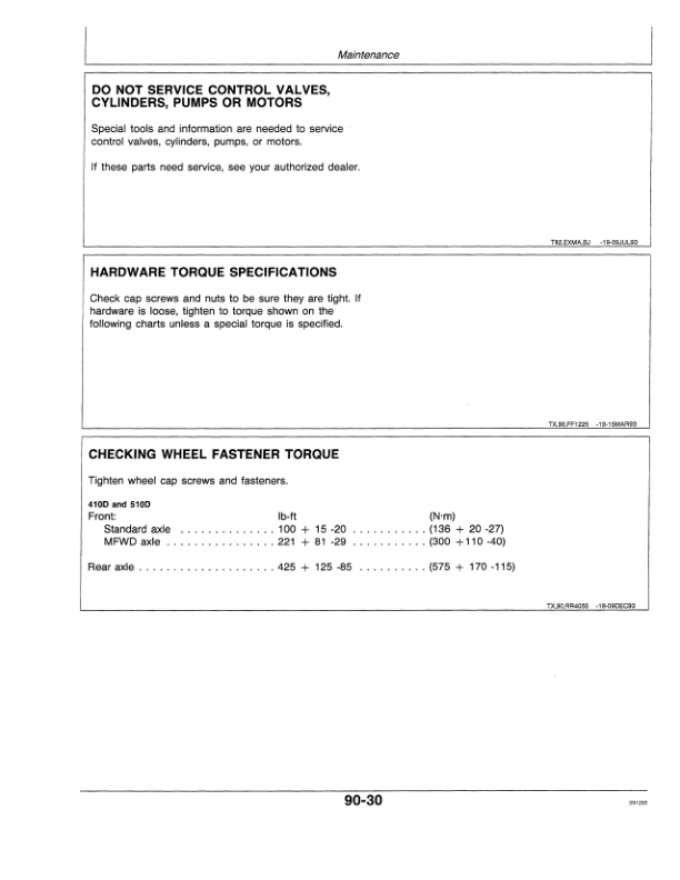John Deere 410D, 510D Backhoes Operator’s Manuals (OMT149165) Workshop Guide