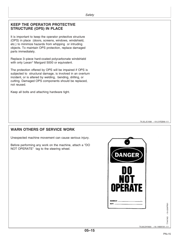 John Deere 544G, 544GH, 544GLL, 544GTC, 624G, 644G Loaders Operator’s Manuals (OMT159816) Workshop Guide