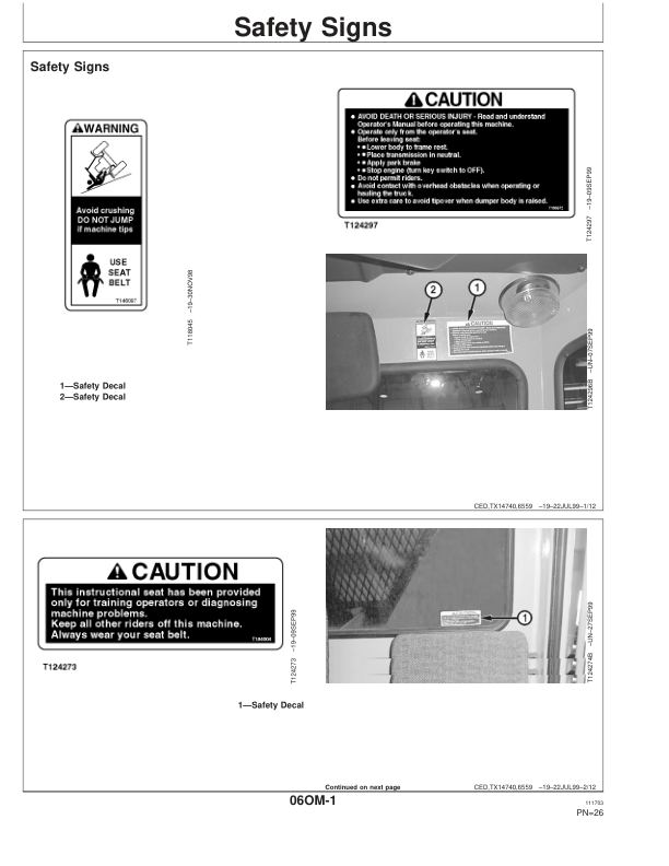 John Deere B25C Articulated Dump Trucks Operator’s Manuals (OMT167174) Workshop Guide