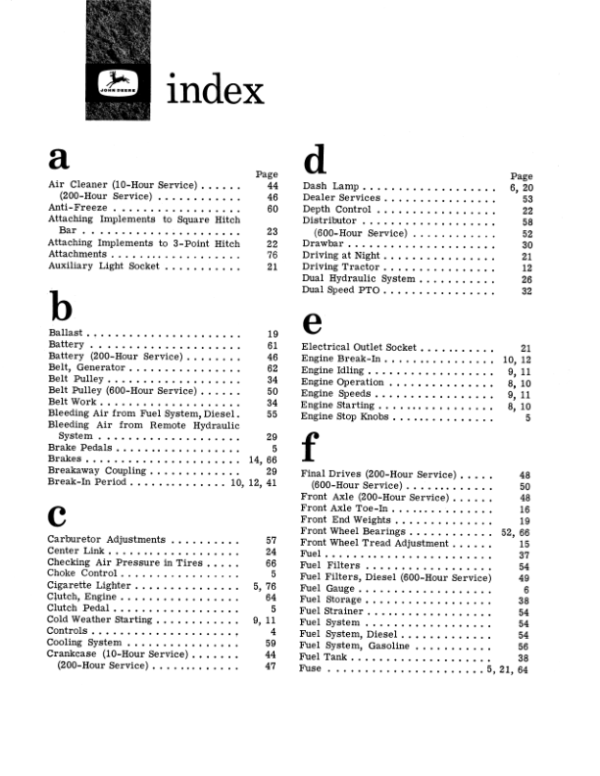 John Deere 1010 Tractors Operator’s Manuals (OMT17340) Workshop Guide