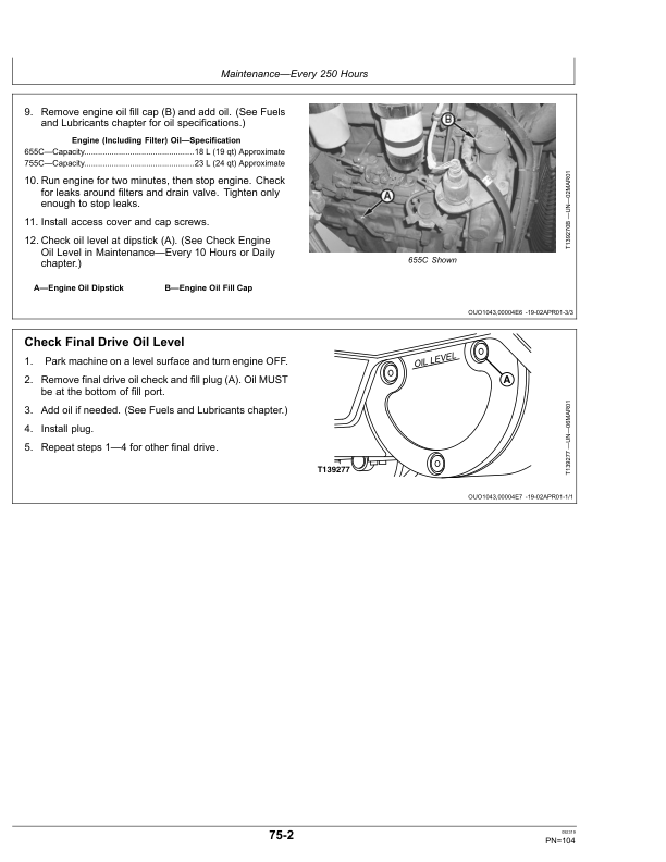 John Deere 655C, 755C Crawler Loaders Operator’s Manuals (OMT181139) Workshop Guide