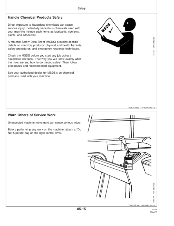 John Deere 230LC Excavators Operator’s Manuals (OMT184910) Workshop Guide