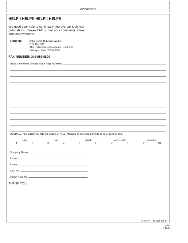 John Deere 270LC Excavators Operator’s Manuals (OMT184913) Workshop Guide