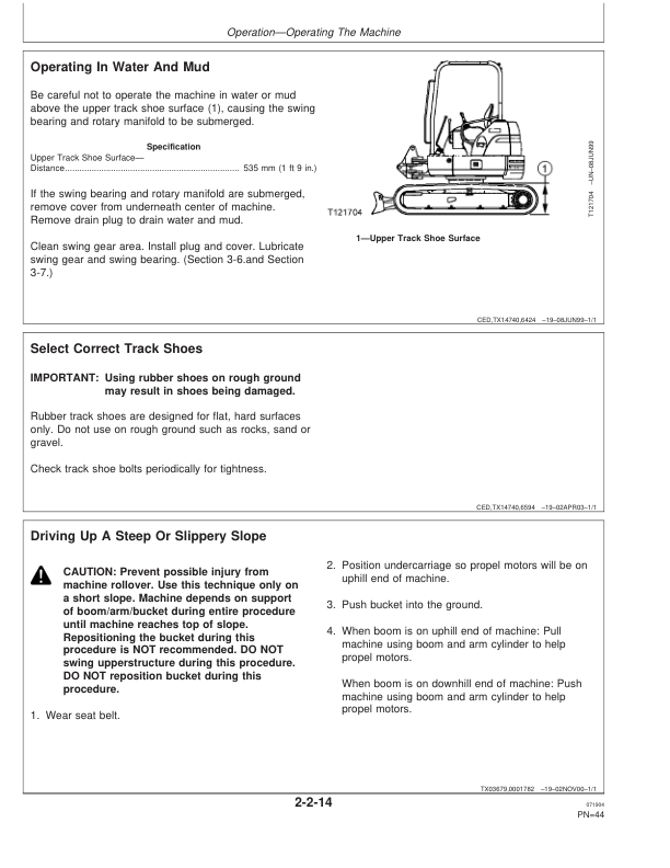 John Deere 50CZTS Excavators Operator’s Manuals (OMT190903) Workshop Guide