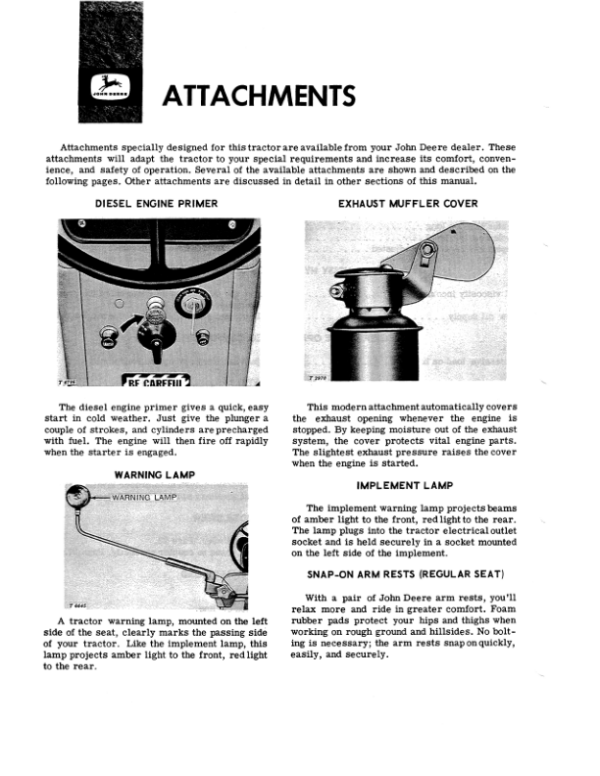 John Deere 1010 Series Tractors Operator’s Manual (OMT19260) Workshop Guide