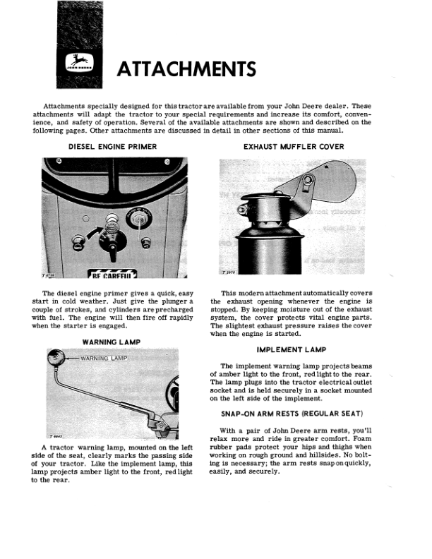 John Deere 1010 Series Tractors Operator’s Manual (OMT19260) Workshop Guide