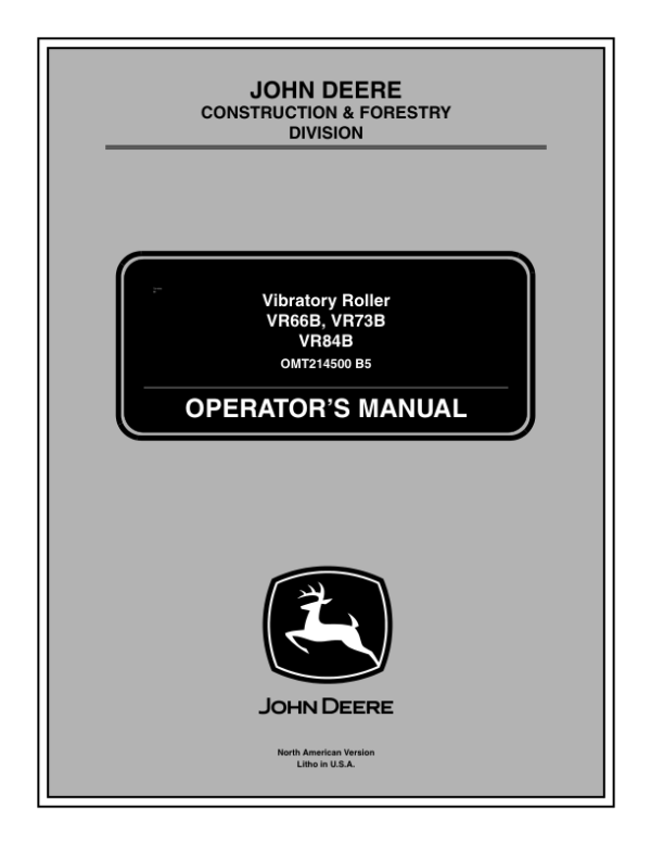 John Deere VR66B, VR73B, VR84B Attachments Operator’s Manuals (OMT214500) Workshop Guide