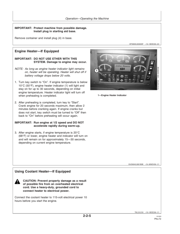 John Deere 624J Loaders Operator’s Manuals (OMT229875) Workshop Guide