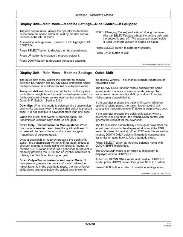 John Deere 824K Loaders Operator’s Manuals (OMT232013) Workshop Guide