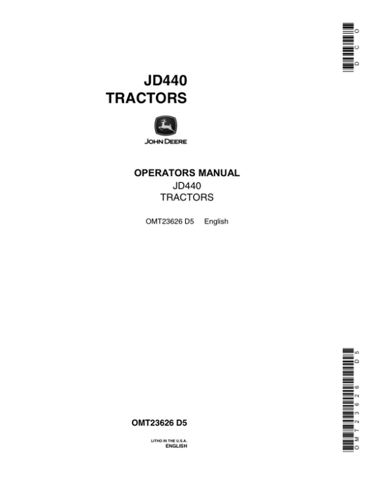 John Deere 440 Skidders Operator’s Manuals (OMT23626) Workshop Guide