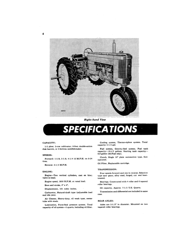 John Deere Model 40 Series Tractor Operator’s Manual (OMT2455) Workshop Guide