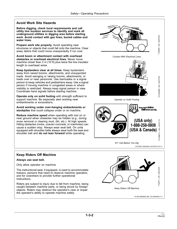 John Deere 326D, 328D, 332D Skid Steers Operator’s Manuals (OMT253018) Workshop Guide